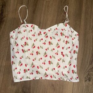 NWT Abercrombie & Fitch cherry print cropped camisole tank top